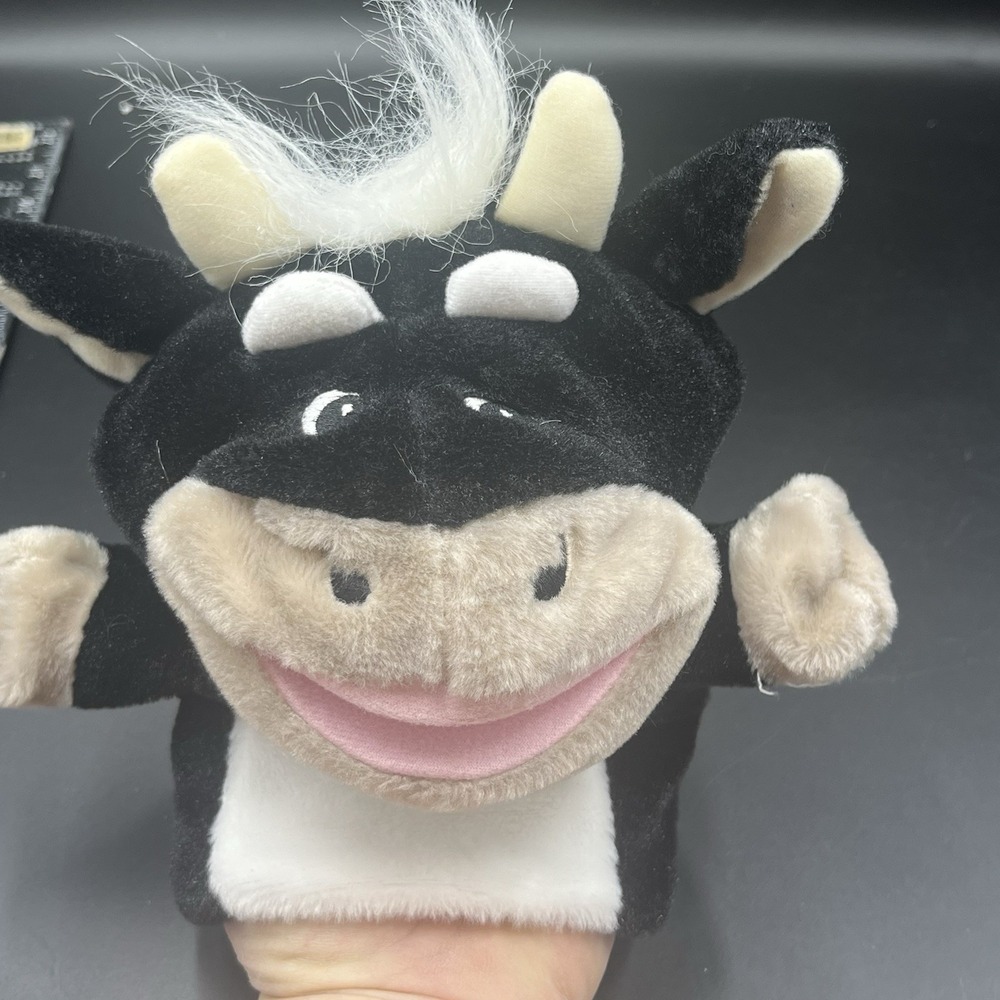 Lakeshore Learning Toys‎ Cow Hand Puppet 10" Plush Black White Pink